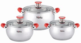 Set oale Oliver Voltz OV51210N6B, 6 piese, Manere din silicon, Inductie, Inox/Rosu