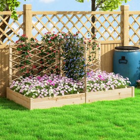Outsunny Jardiniere cu 3 trelișe modulabile, bazin de flori din lemn pentru balcon terasă patio, 222x114x109 cm efect lemn natural | Aosom Romania