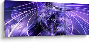 Tablou abstracție tehnică (cu ceas) (90x30 cm)