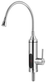 Robinet electric incalzire apa instant Voltz V57100EW, 3300W, Cu afisaj, Pana la 60C, Montare pe blat, Otel inoxidabil