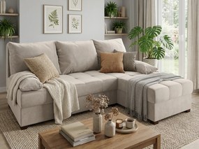 OFERTA Canapea de colt extensibila crem ZENA, reversibila calitatea a II-a