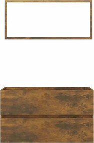 vidaXL Set mobilier de baie, 2 piese, stejar fumuriu, lemn prelucrat