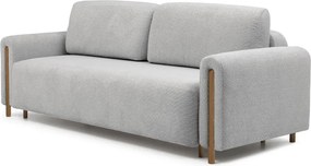 Canapea gri deschis extensibilă/cu spațiu de depozitare cu tapițerie din țesătură bouclé 244 cm Arcadova – ELTAP