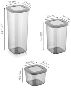 Set cutie de depozitare Storage Box Set   BNM9LU Bucatarie , Gri, 10 x 25 x 10 cm