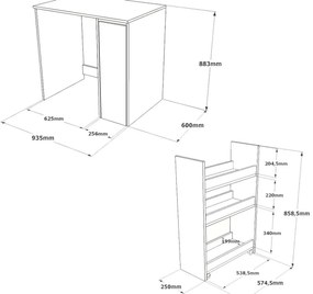 Dulap pentru mașină de spălat Saly White andWalnut