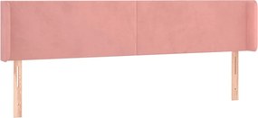 vidaXL Tăblie de pat cu aripioare roz 203x16x78/88 cm catifea