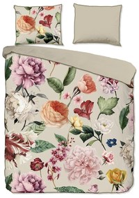 Lenjerie de pat bej din bumbac satinat pentru pat dublu, extinsă 200x220 cm Fiori – Descanso