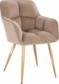 HR550 Scaun Latte Catifea cu Bază Aurie