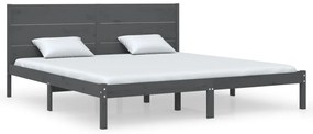 3104175 vidaXL Cadru de pat, gri, 200x200 cm, lemn masiv de pin