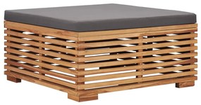 Set mobilier gradina cu perne gri inchis 5 piese lemn masiv tec Morke gra, 2x colt + mijloc + 2x suport pentru picioare, 1