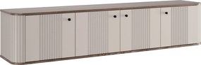 Comodă TV suspendată Vesper 4D 187 cm - cașmir / nuc / mânere negre