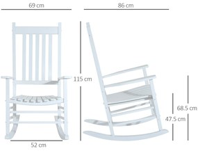 Outsunny Scaun balansoar gradina , Fotoliu din lemn Impermeabil pentru terasa, Lemn, 69x86x115 cm, Alb