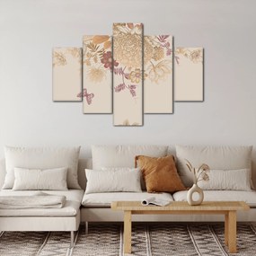 Tablou - Vintage, flori și fluturi (150x105 cm)