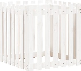 vidaXL Jardinieră grădină design gard, alb, 70x70x70 cm lemn masiv pin