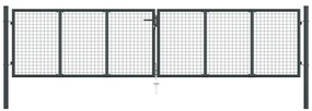 vidaXL Poartă de grădină din plasă, gri, 400 x 150 cm, oțel galvanizat