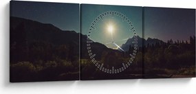 Tablou - cerul nocturn (cu ceas) (90x30 cm)