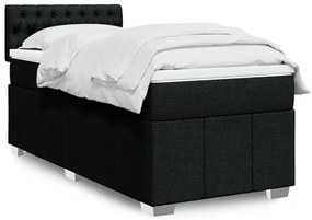 vidaXL Pat box spring cu saltea, negru, 100x200 cm, textil