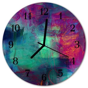 Ceas de perete din sticla rotund Pictura Colorat Art Multi-colorat
