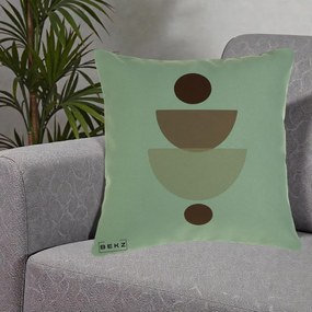 Perna Decorativa Geometric Boho Balance, 40x40 cm, Verde, Husa Detasabila, Perna Inclusa, BEKZ®