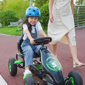 HOMCOM Kart cu Pedale pentru Copii 5-12 Ani cu Scaun Reglabil, din Metal și PP, 121x58x61 cm, Verde și Negru | Aosom Romania