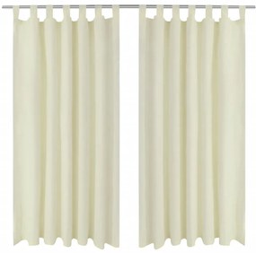 Draperii micro-satin cu bride, 140 x 225 cm, crem, 2 buc.