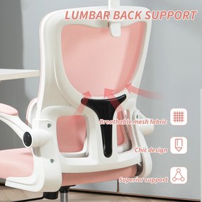 Vinsetto Scaun de Birou Ergonomic cu Tetieră Detașabilă Roz | Aosom Romania