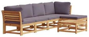 3214310 vidaXL Set mobilier grădină cu perne, 6 piese, lemn masiv acacia