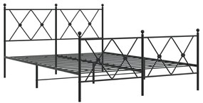 376519 vidaXL Cadru pat metalic cu tăblie de cap/picioare, negru, 137x190 cm