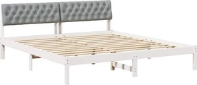 vidaXL Cadru de pat Alb și gri deschis 180 x 200 cm Lemn masiv de pin