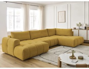 Colțar galben muștar extensibil/cu spațiu de depozitare (cu colț pe partea dreaptă/în formă de "U") Fuji – Bobochic Paris