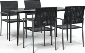 vidaXL Set mobilier de grădină, 5 piese, poliratan și oțel
