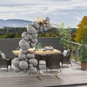 Outsunny Arc de Grădină din Oțel Auriu – Arc Decorativ Rotund pentru Baloane, Plante Cățărătoare, Flori – Pentru Nunți, Aniversări, Ceremonii – 2,24 m | Aosom Romania