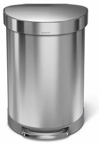 Coș cu pedale semi-rotund 60 l, oțel periat, oțel inoxidabil