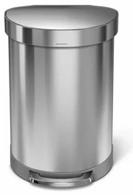Coș cu pedale semi-rotund 60 l, oțel periat, oțel inoxidabil