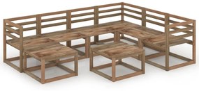 3067617 vidaXL Set mobilier de grădină, 8 piese, maro, lemn de pin tratat
