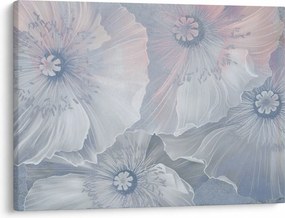 Tablou - Flori albastre pe perete (70x50 cm)