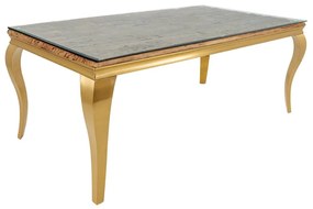 Masa dining, Lemn de Tec, Sticla, Otel Auriu, MODERN BAROCK BARRACUDA 200cm