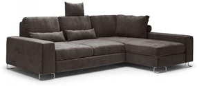 Coltar extensibil Opal, colt pe partea dreapta cu tapiterie din catifea, maro inchis