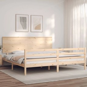 3195241 vidaXL Cadru pat cu tăblie 200x200 cm, lemn masiv de pin