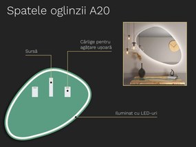 Oglindă LED organică cu iluminare A20 55x47