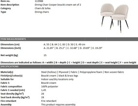 Set de 2 scaune elegante design LUX Cooper, crem 113988 HZ