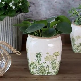 Ghiveci din ceramică cu imprimeu floral, verde, H15/D13,5 cm, „Laval”