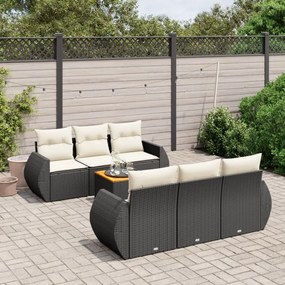 vidaXL Set canapele de grădină cu perne, 7 piese, negru, poliratan
