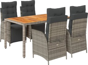 vidaXL Set mobilier de grădină cu perne, 5 piese, gri, poliratan