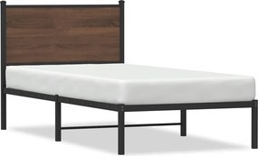 vidaXL Cadru pat metalic fără saltea, stejar maro, 90x200 cm