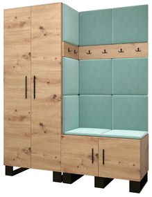 Set mobilier pentru hol Amanda 2 (Stejar artisan + verde). 1085868