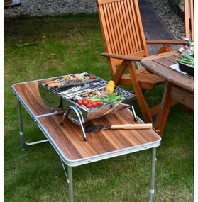 Grătar portabil cu cărbuni, crom lucios