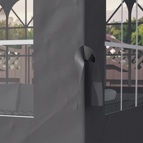 Outsunny Panouri laterale pentru pergolă, 4 panouri laterale pentru pavilion de grădină, cu fermoare, 3 x 4 m pergolă, Gri închis | Aosom Romania