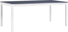 vidaXL Masă de bucătărie, alb și gri, 180 x 90 x 73 cm, lemn de pin