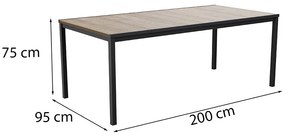 Masă de grădină din plastic Porto 200, lemn de frasin